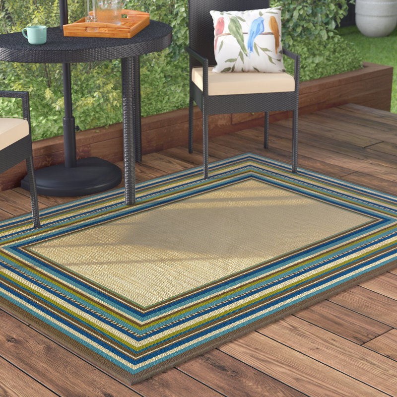 Andover Mills™ Brendel Beige/Blue Indoor / Outdoor Area Rug & Reviews